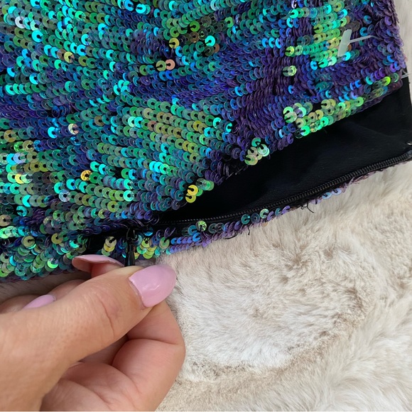Y2 🧜‍♀️💜💚Armani Exchange sequin mini skirt NWT💚💜 - Picture 13 of 16